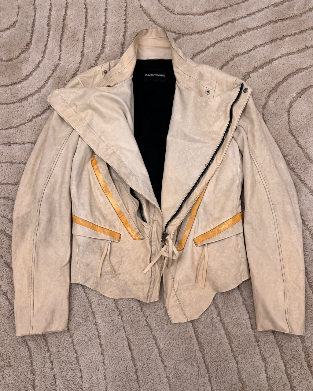 SS2011 Emporio Armani Post-Apocalyptic Biker Leather Jacket (M)