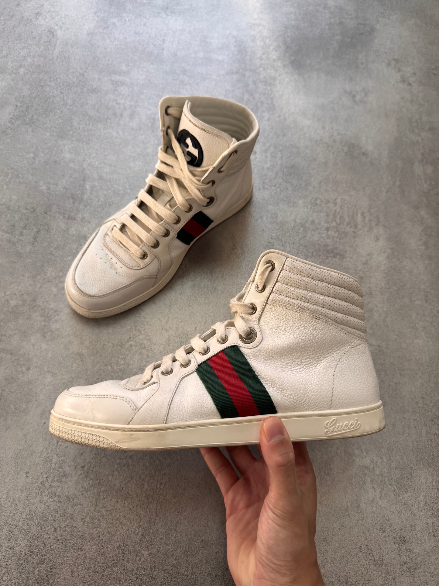 Gucci Italian White High Sneakers (40eu/us7)