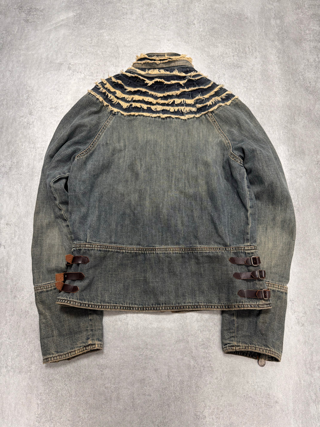 2000s Moschino Layers Collar Faded Denim Jacket