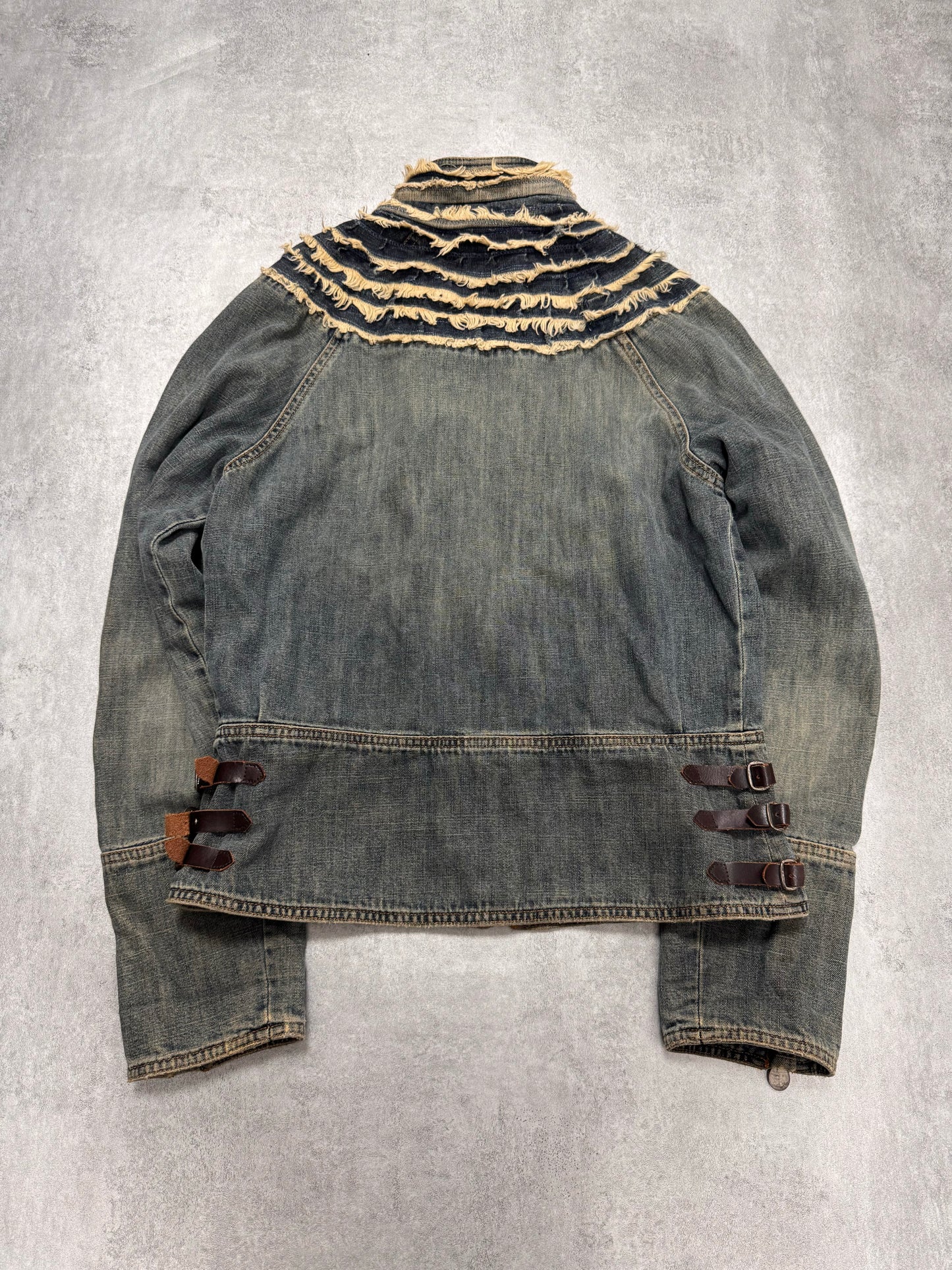 2000s Moschino Layers Collar Faded Denim Jacket (XS)