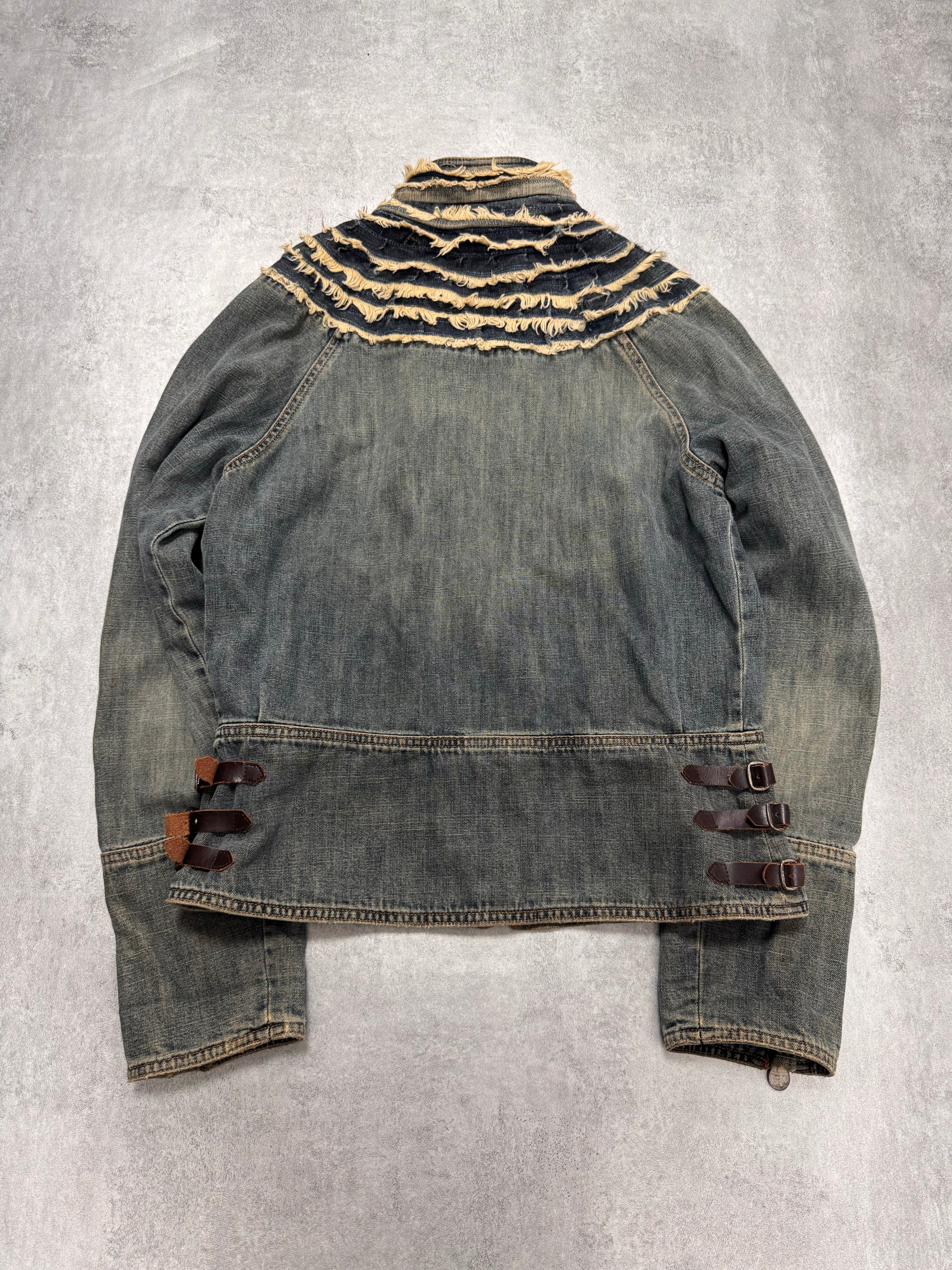 2000s Moschino Layers Collar Faded Denim Jacket