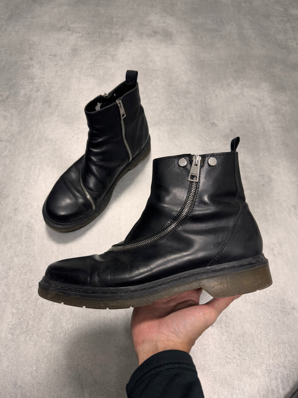AW2015 Cavalli Metal Circular Zip Black Leather Boots