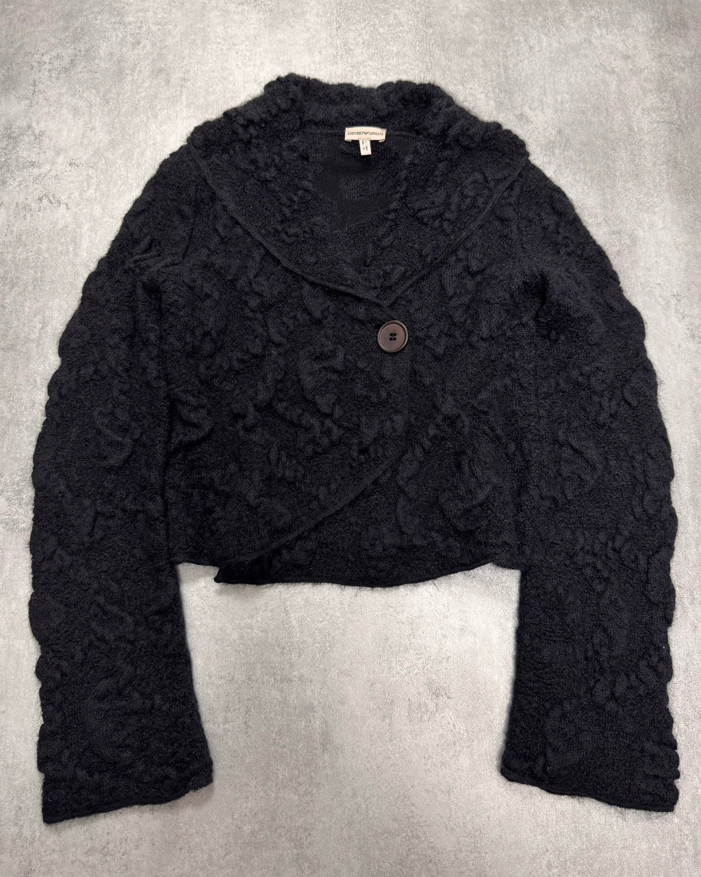 2000s Emporio Armani Wool 3D Shapes Cropped Buttoned Sweater