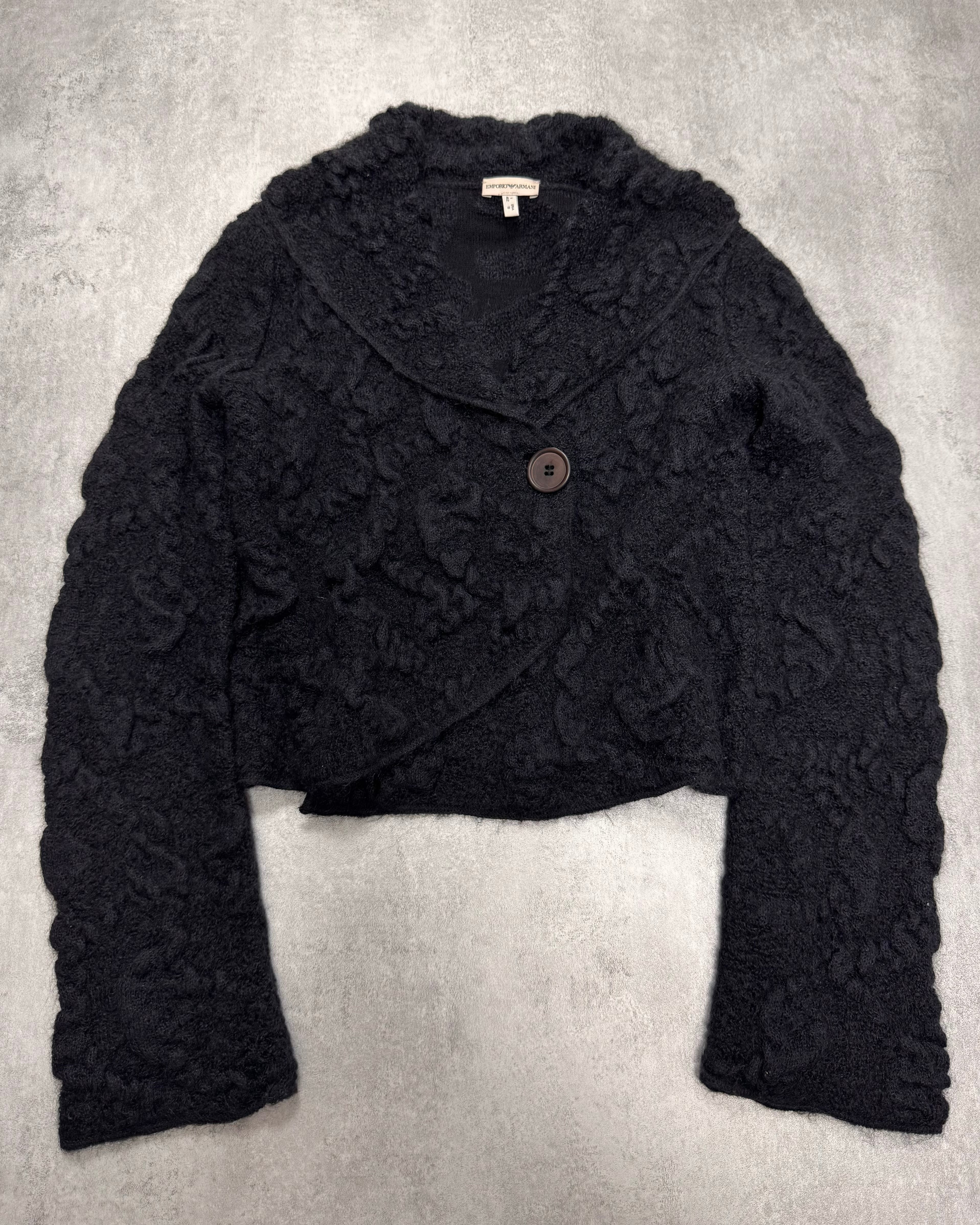 2000s Emporio Armani Wool 3D Shapes Cropped Buttoned Sweater
