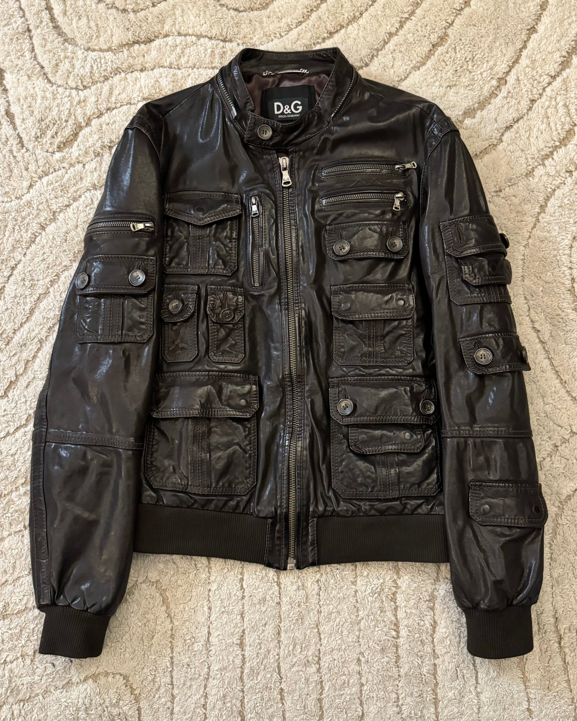 AW04 Dolce & Gabbana Army Multi-Pocket Leather Jacket (M) – Dolce 