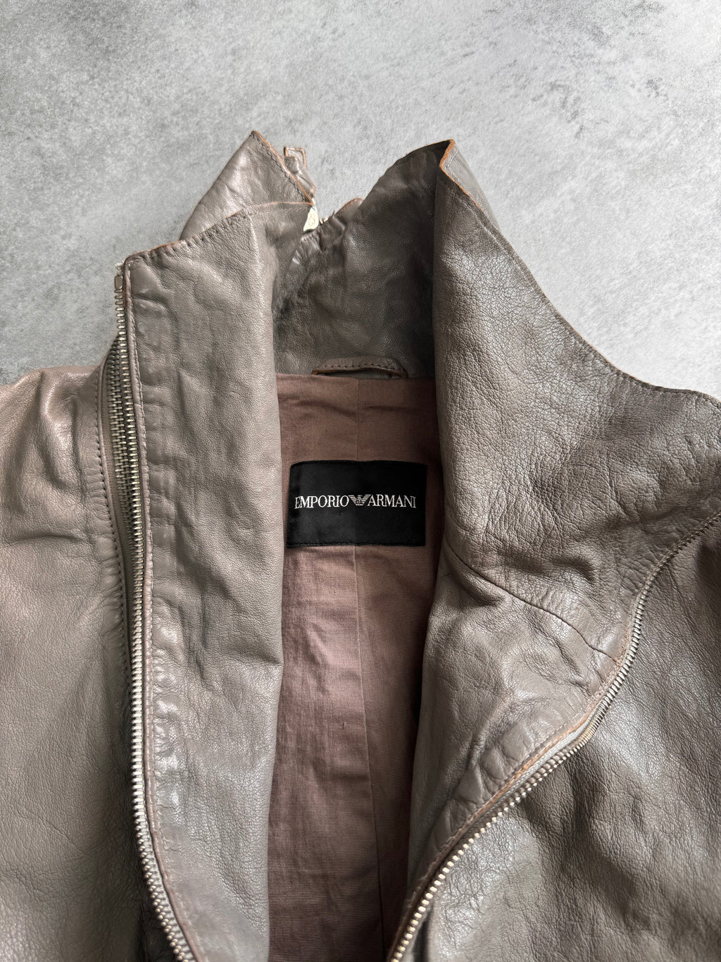 SS2012 Emporio Armani Asymmetrical Brut Leather Jacket