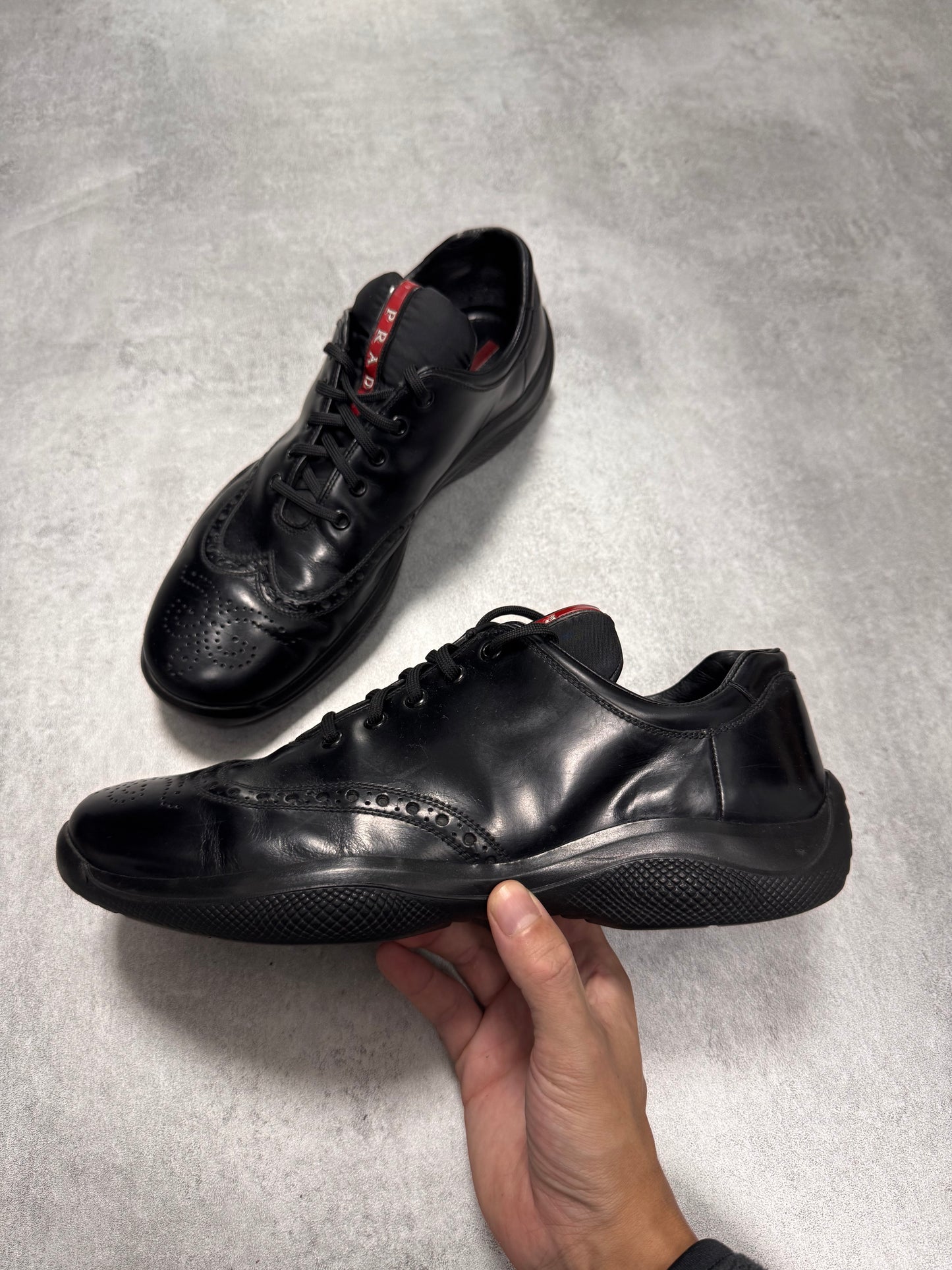 2000s Prada Western America’s Cup Leather Sneakers (44eu/us10)