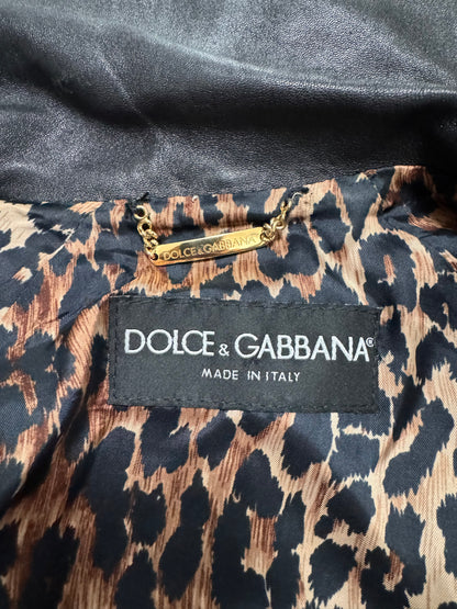 2000s Dolce & Gabbana Black Leather Jacket (XS)