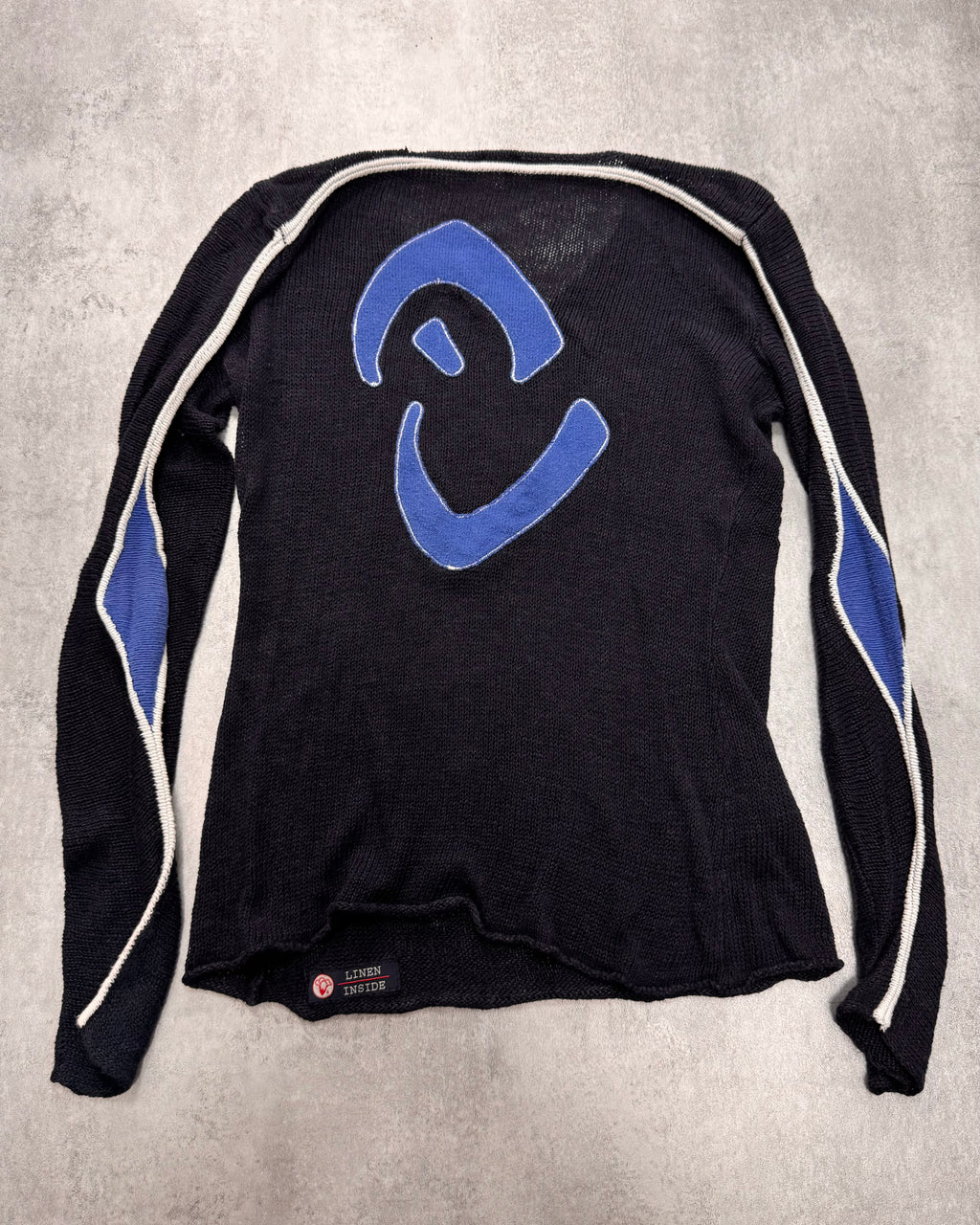 2000s Armani Futuristic Design Navy Sweater