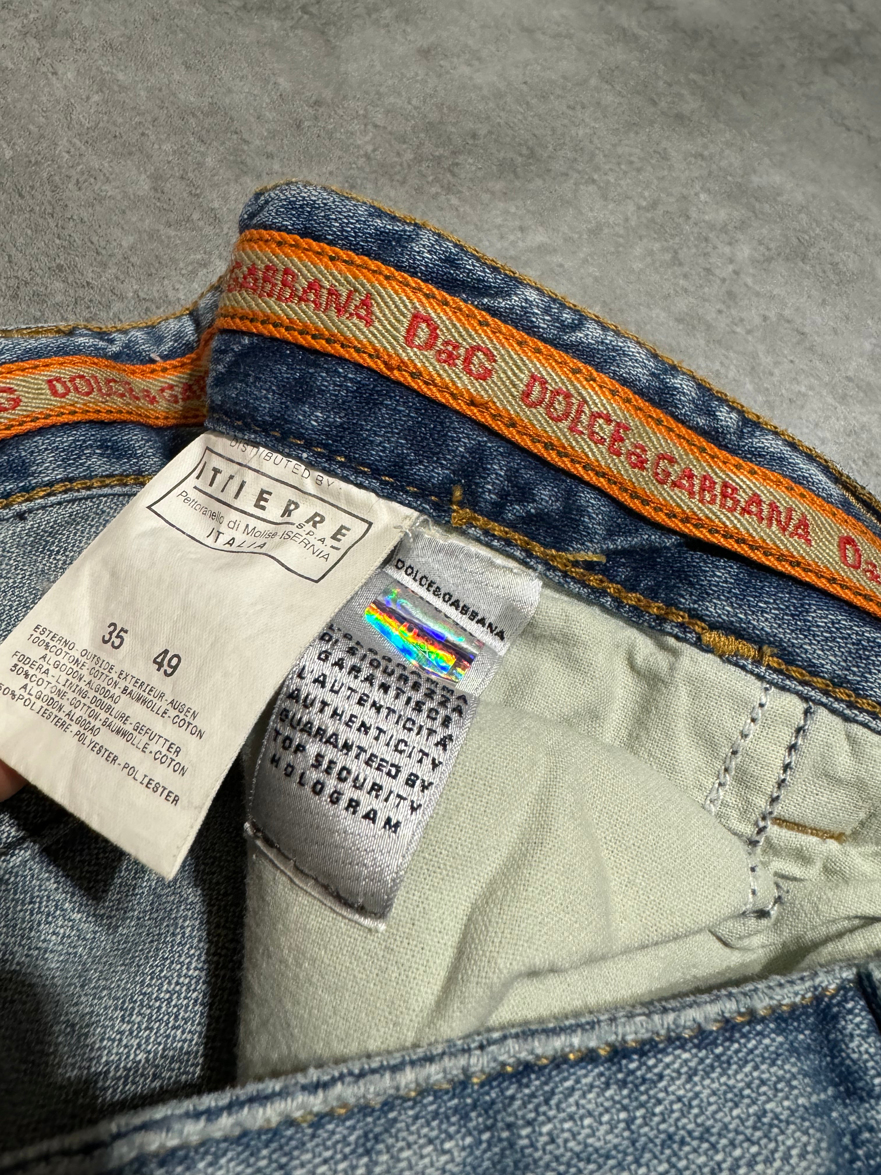 SS2006 Dolce & Gabbana Blue Distressed Denim Jeans  (L) - 6