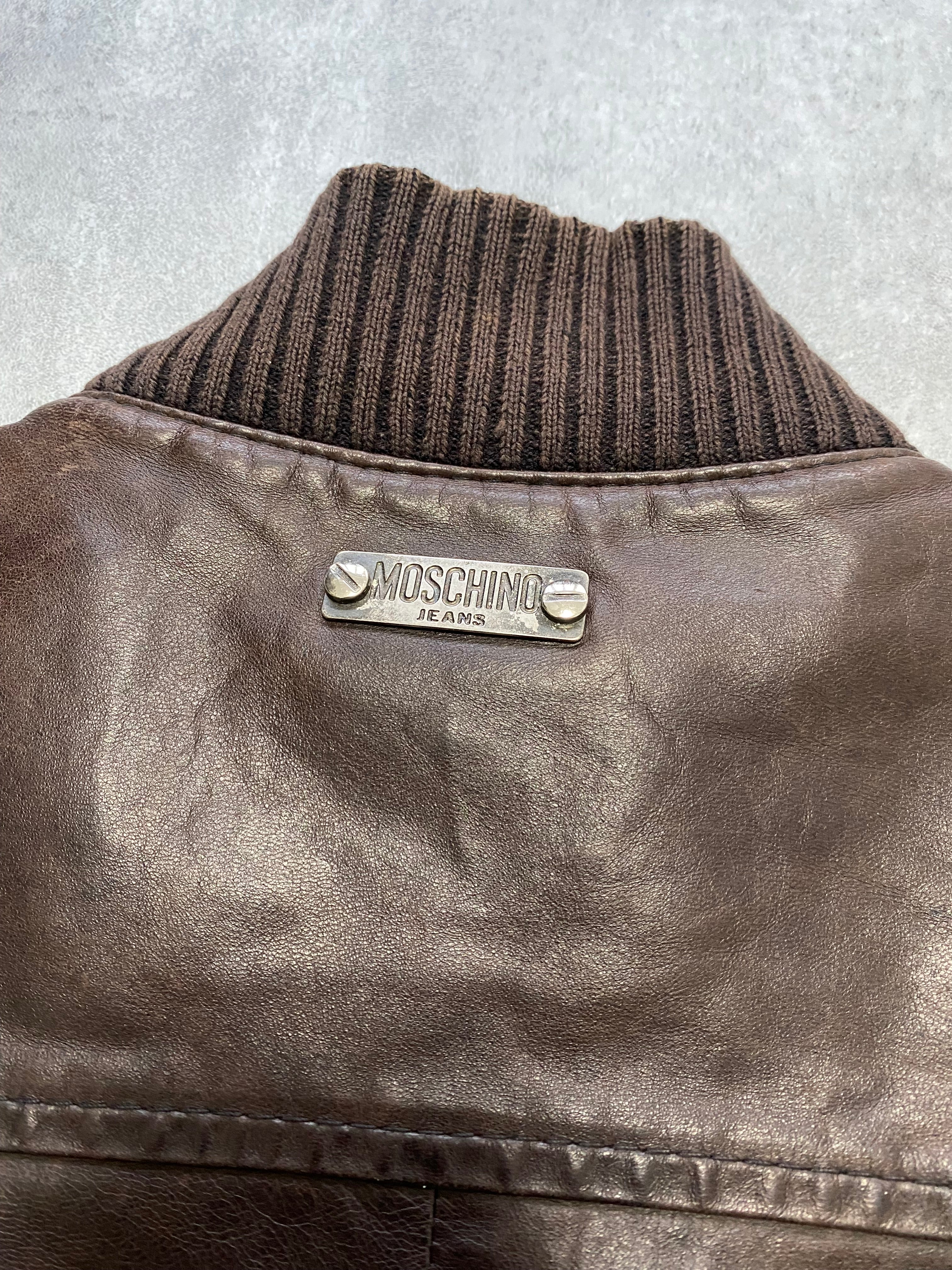 Moschino Simple Brown Leather Jacket