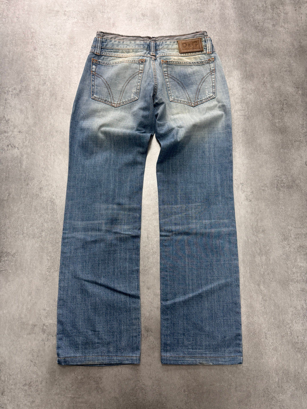 SS2005 Dolce & Gabbana Sun Faded Double Waist Denim Jeans