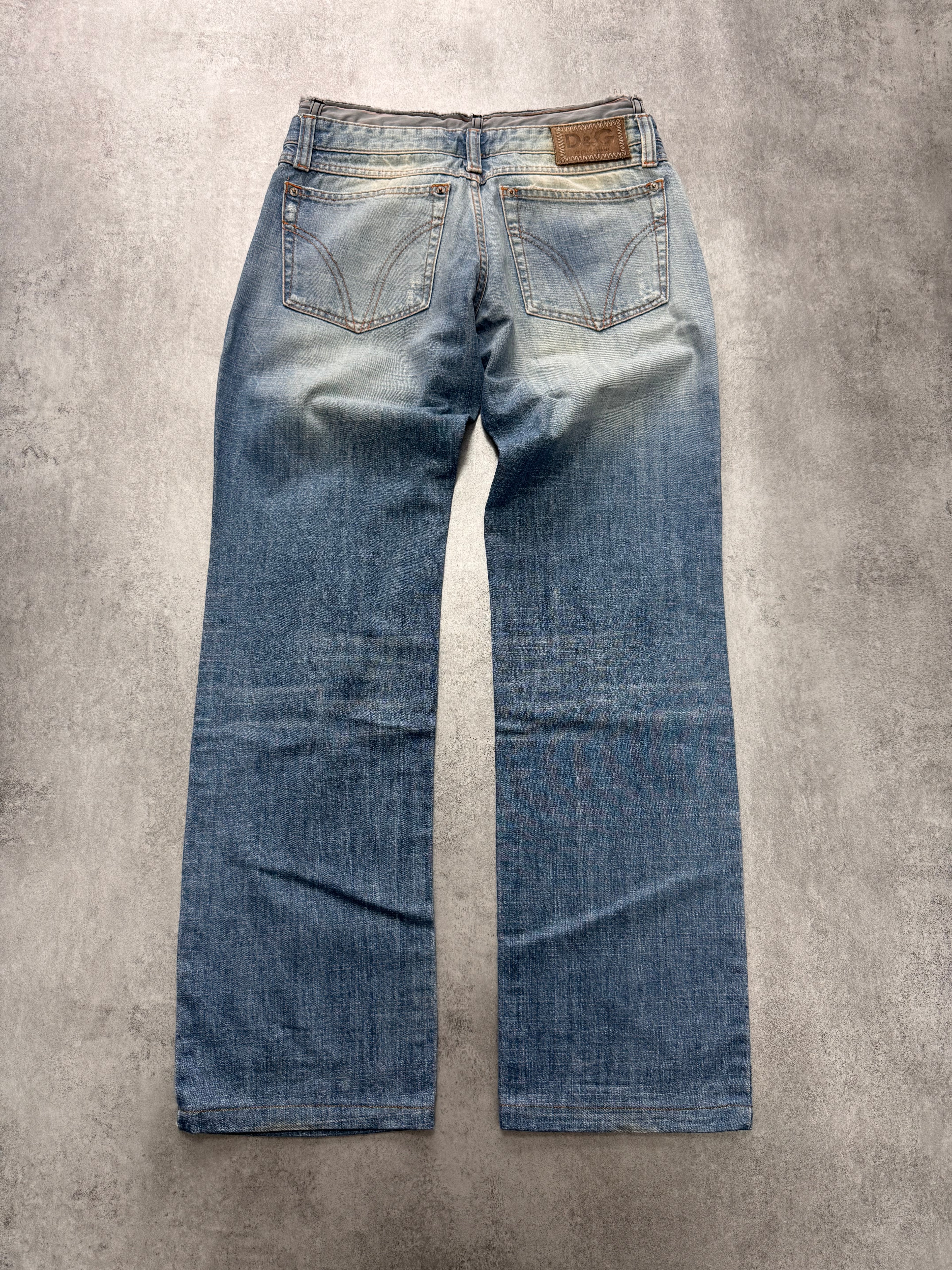 SS2005 Dolce & Gabbana Sun Faded Double Waist Denim Jeans