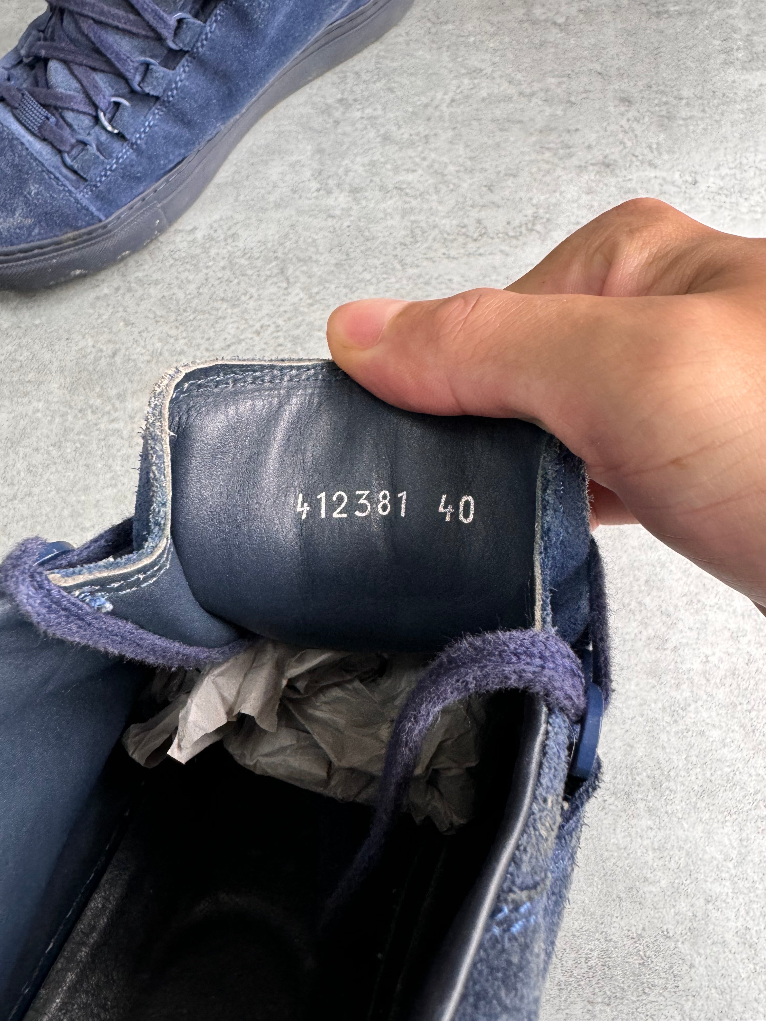 Balenciaga Arena High Blue Suede Leather Sneakers