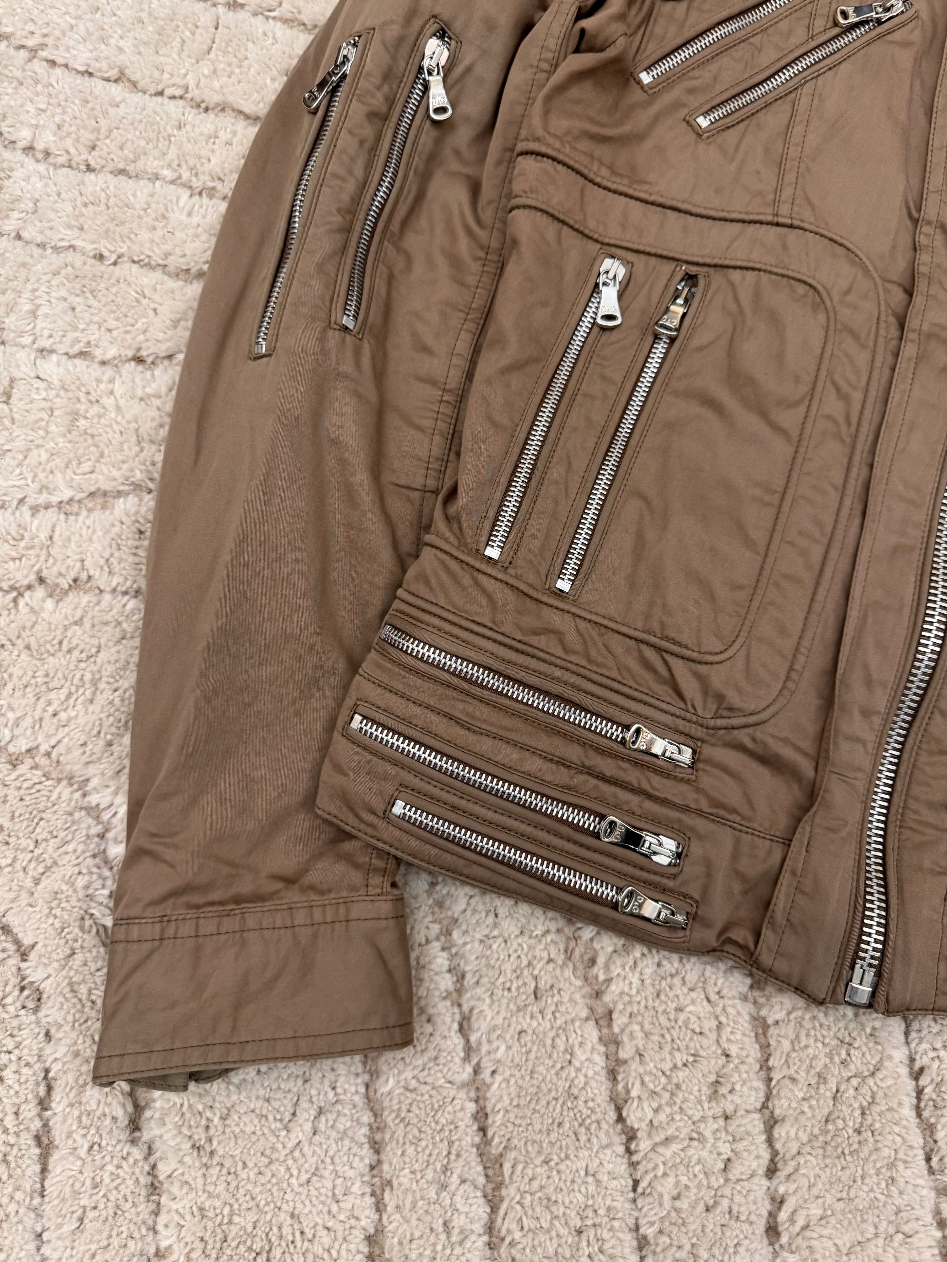 SS2008 Dolce & Gabbana Biker Multi-Zip Champagne Gold Jacket (S/M)