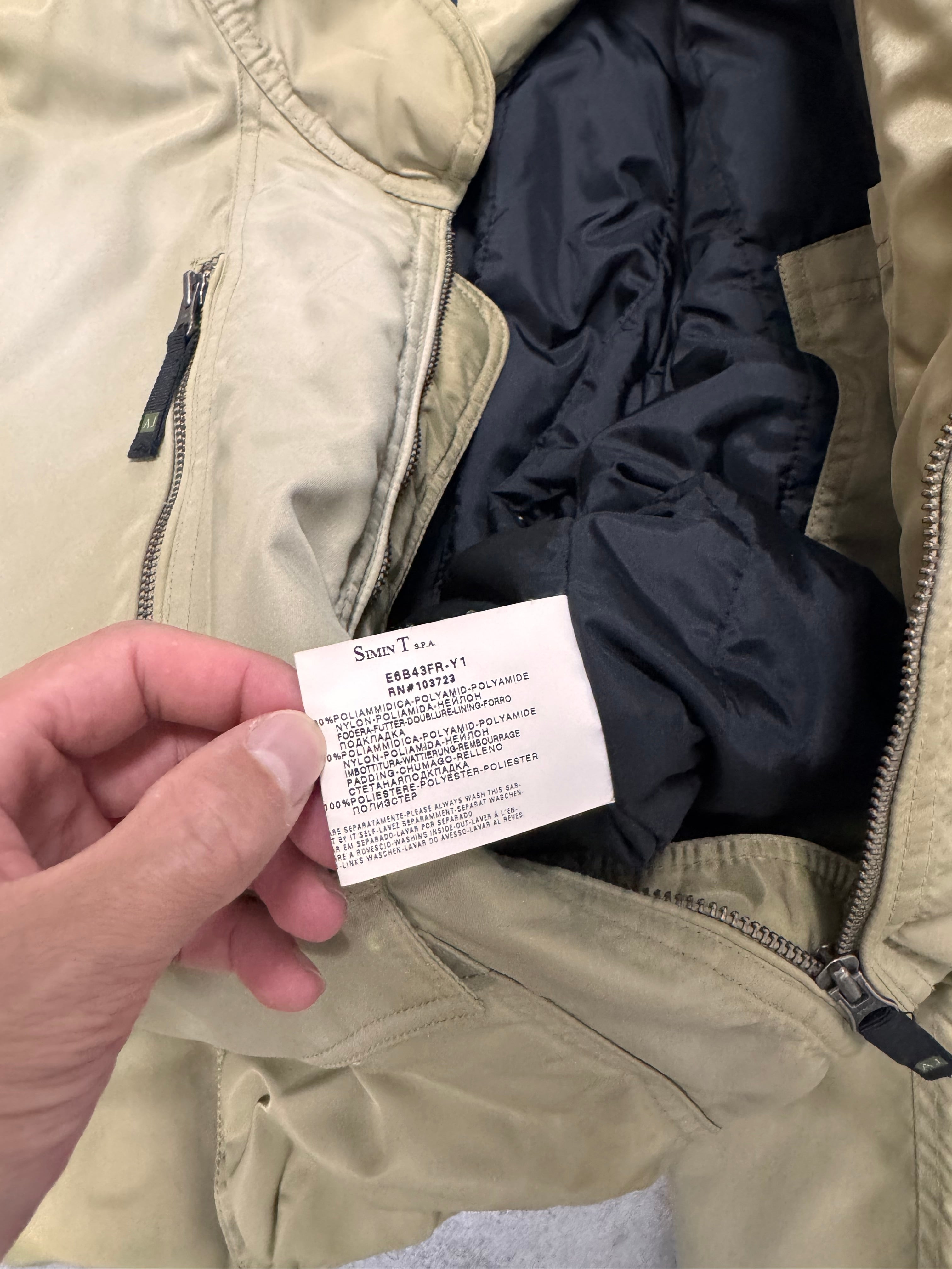 2000s Armani Beige Washed Utility Drift Bomber Jacket
