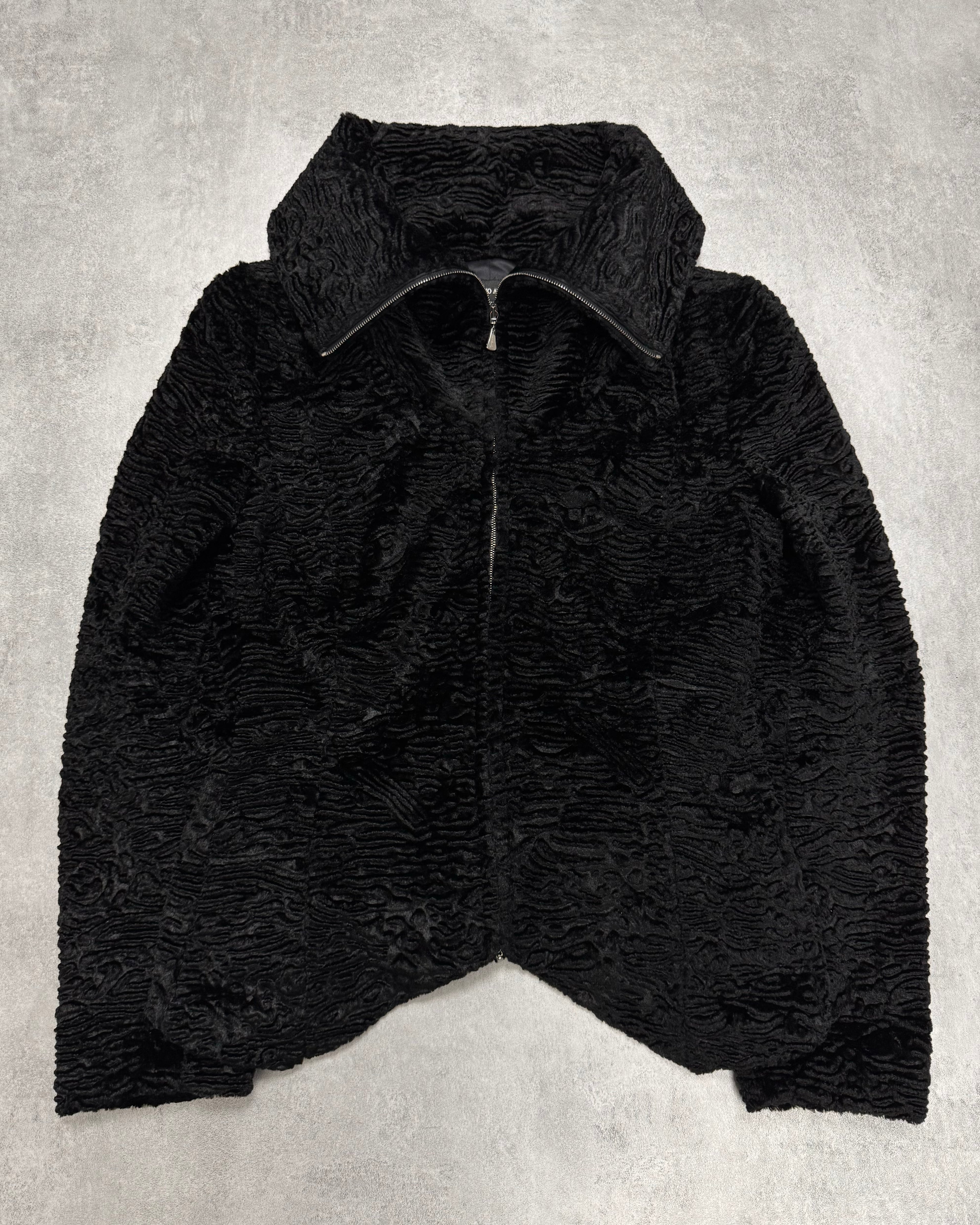 2000s Giorgio Armani Astrakan Sheep Fur Hight Neck Jacket
