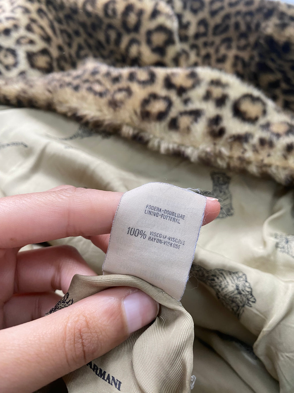 1990s Emporio Armani Panther Faux Fur Coat (S)