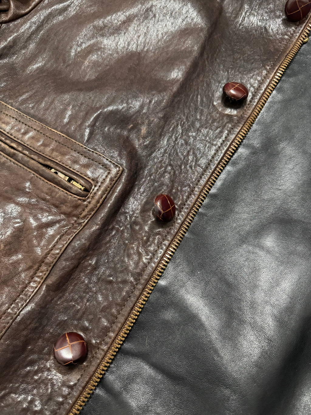 FW2005 Dolce & Gabbana Military Double Leather Heavy Jacket