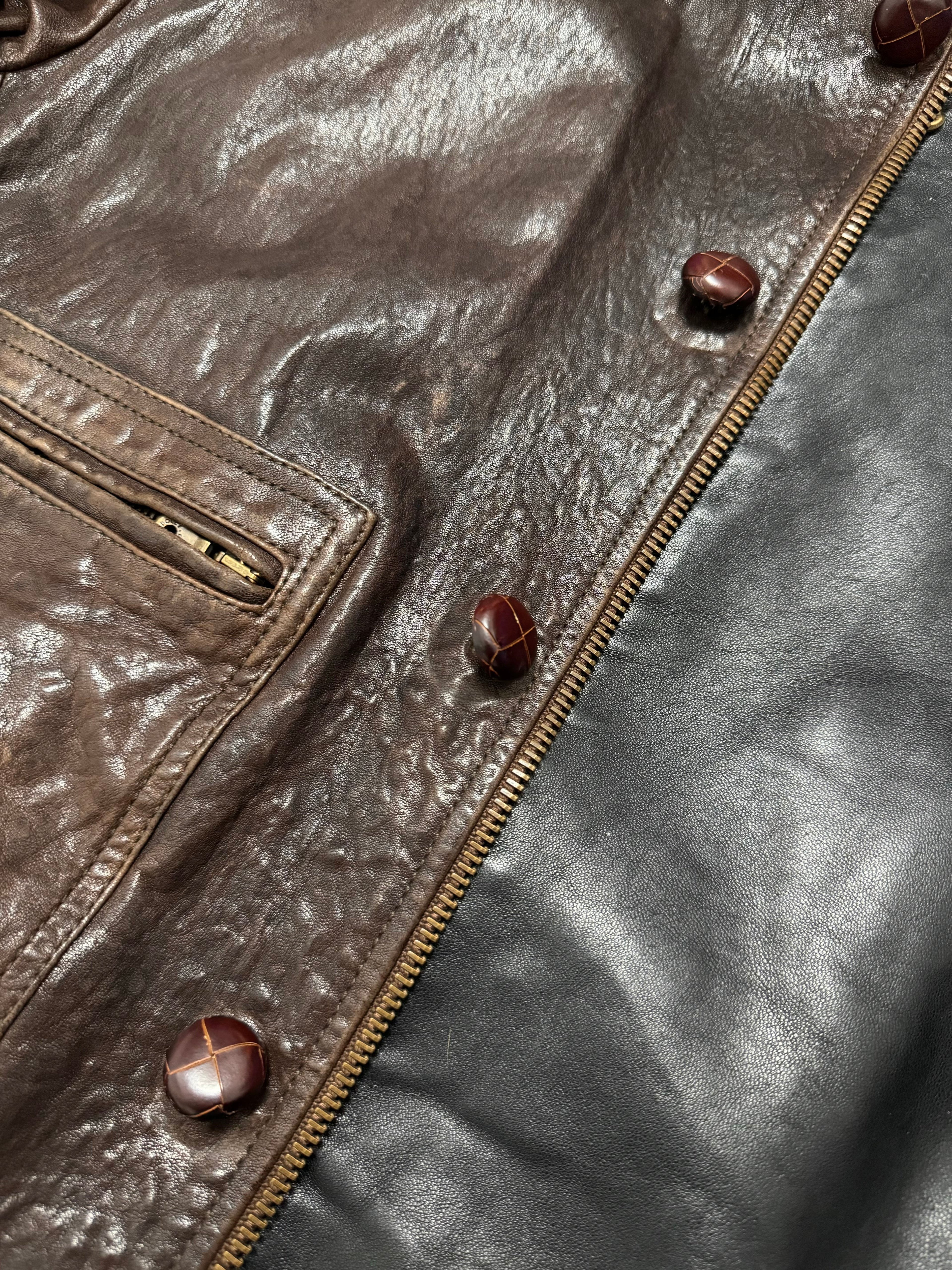 FW2005 Dolce & Gabbana Military Double Leather Heavy Jacket