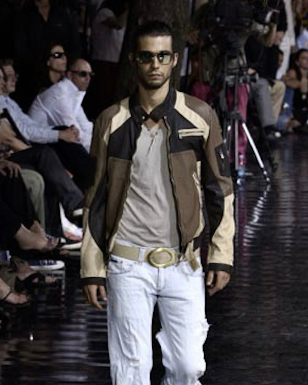 SS2004 Dolce & Gabbana Paneled Racer Leather Jacket (S/M)