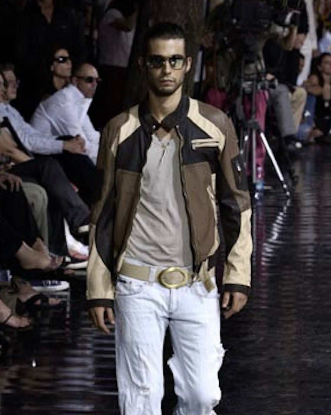 SS2004 Dolce & Gabbana Paneled Racer Leather Jacket (S/M)
