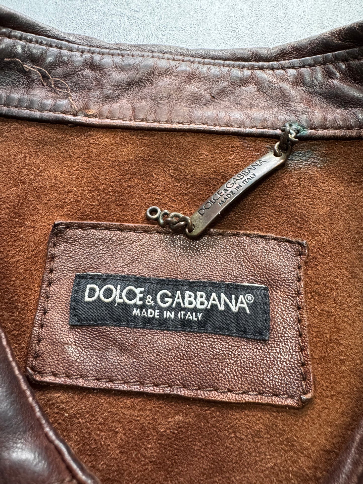 2000s Dolce & Gabbana Brown Leather Jacket (M/L)