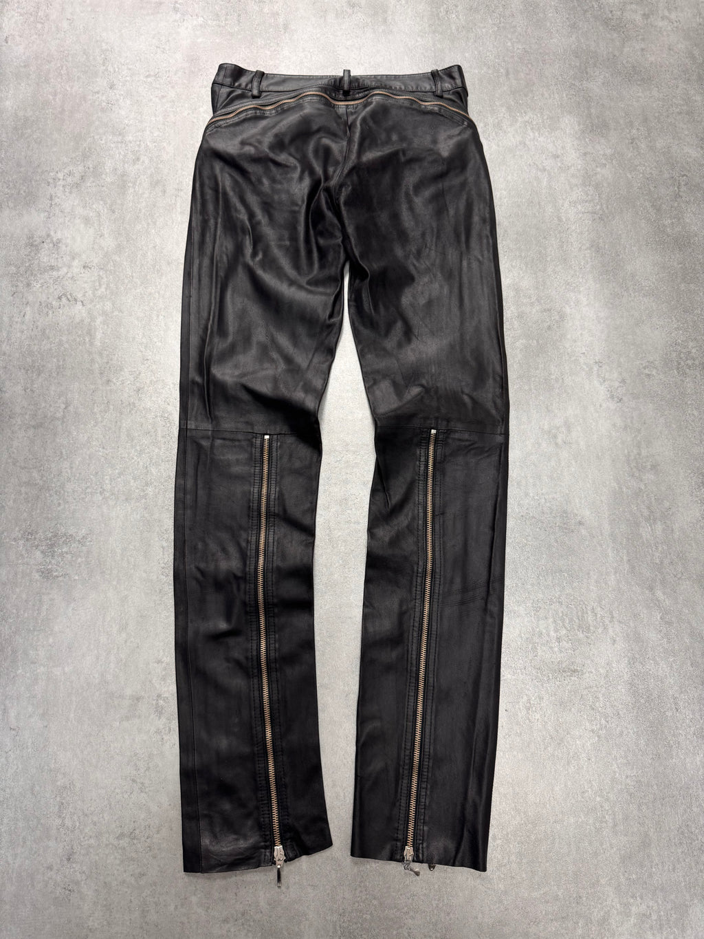 2000s Gianfranco Ferré Full Back Zip Leather Black Pants
