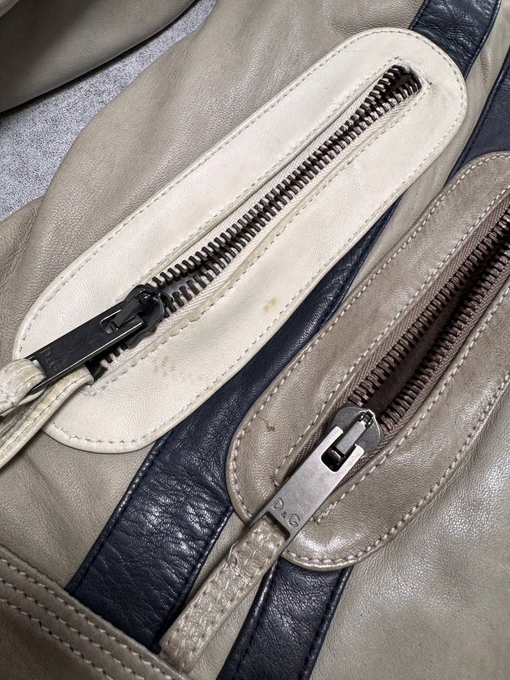 AW2004 Dolce & Gabbana Astro Biker Cafe Cream Leather Jacket