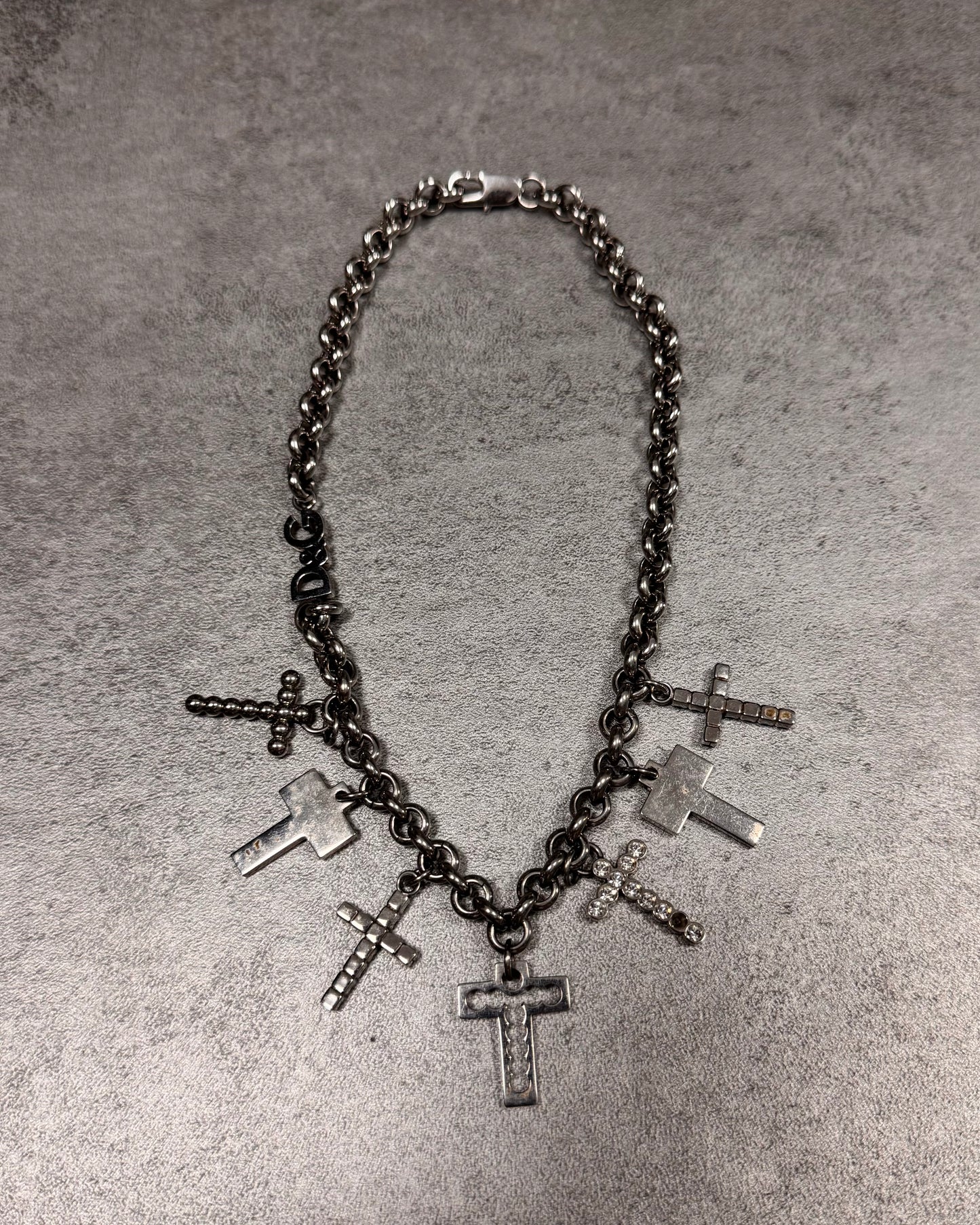 Dolce & Gabbana 7 Crosses Stainless Steel Choker Necklace (OS)