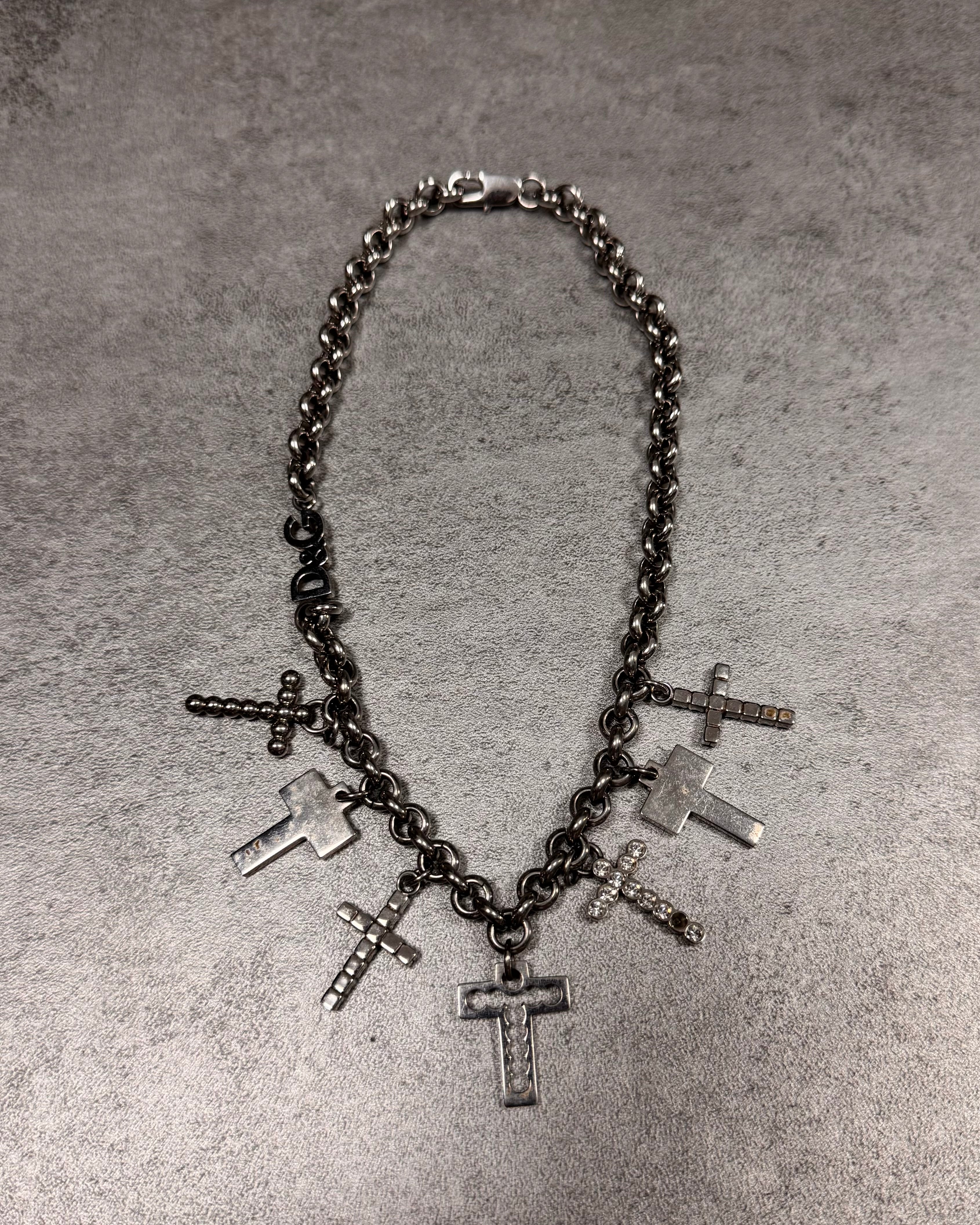 Dolce & Gabbana 7 Crosses Stainless Steel Choker Necklace