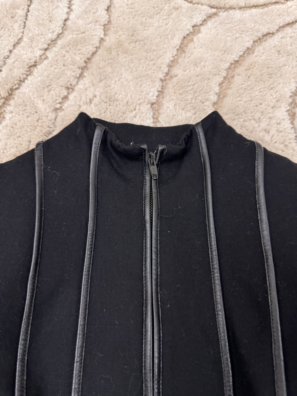 2000s Moschino Leather Lines Cropped Wool Jacket (XS)