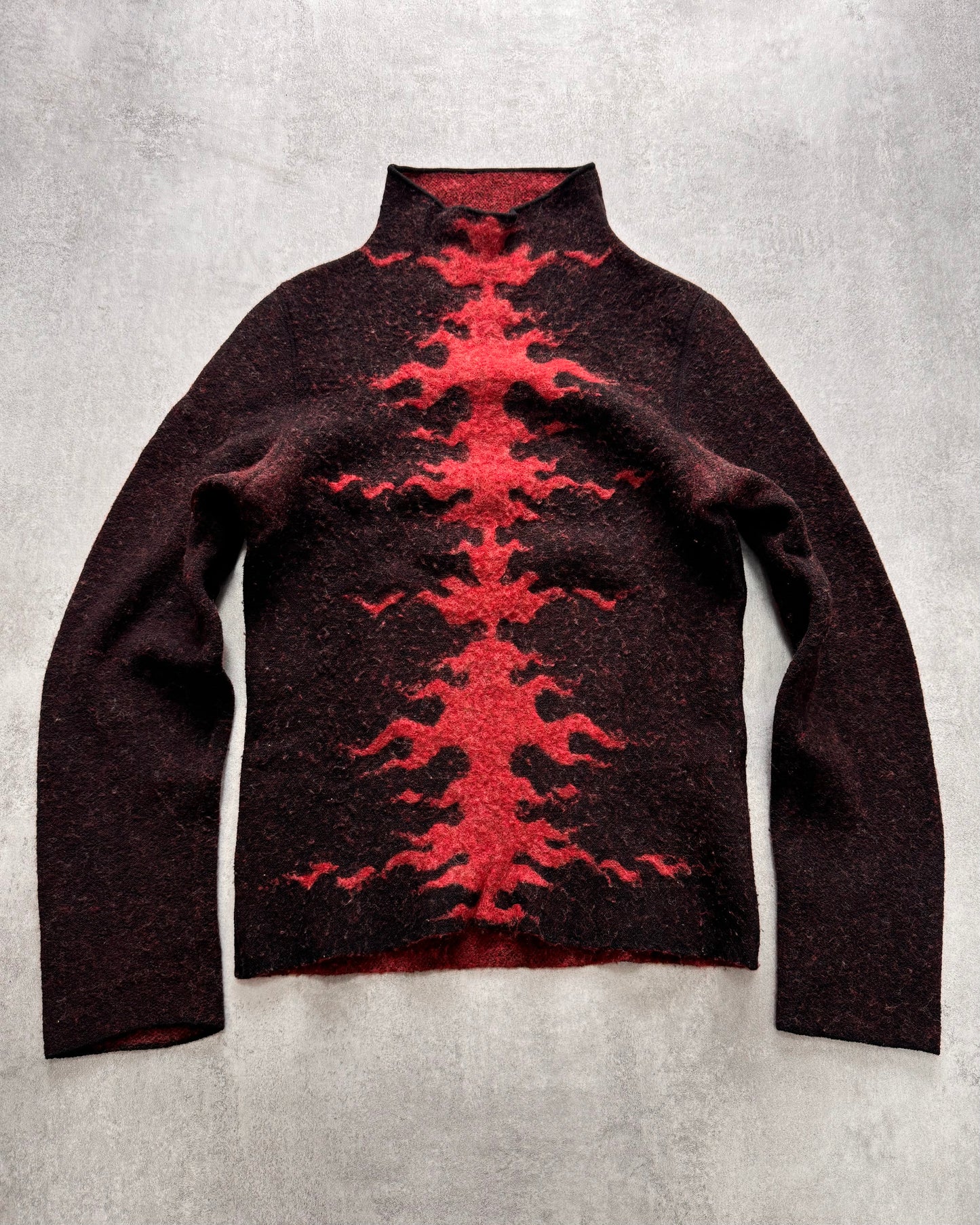 1990s Roberto Cavalli Red Fire High Neck Sweater (S/M)