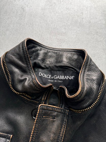 AW2003 Dolce & Gabbana Utility Detachable Zip Horse Leather Jacket (S/M)