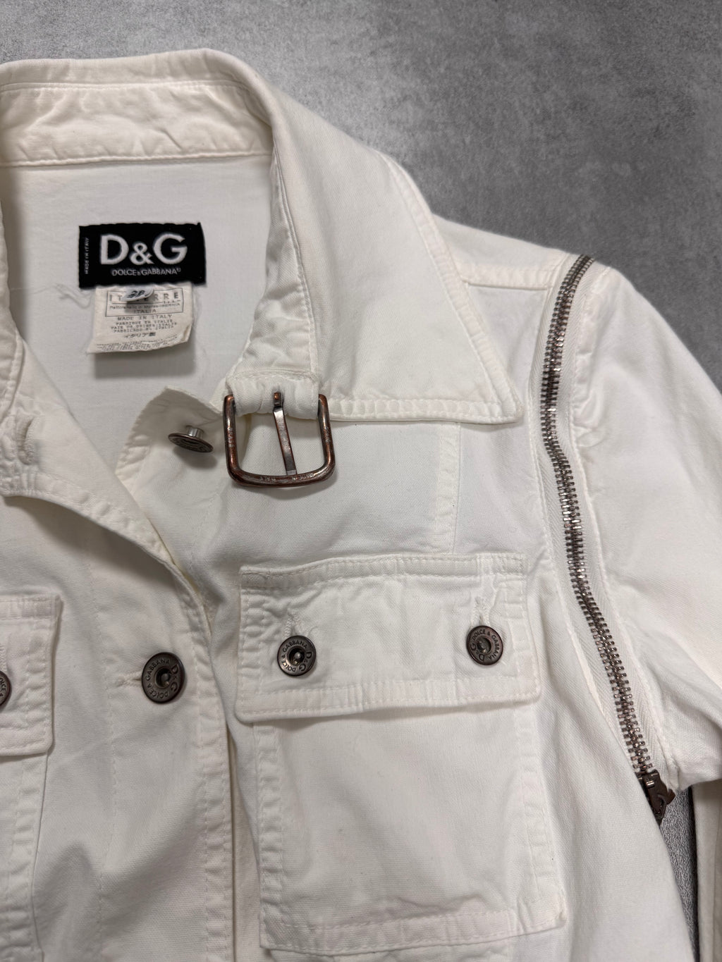 SS2004 Dolce & Gabbana Detachable Zip Cargo White Jacket