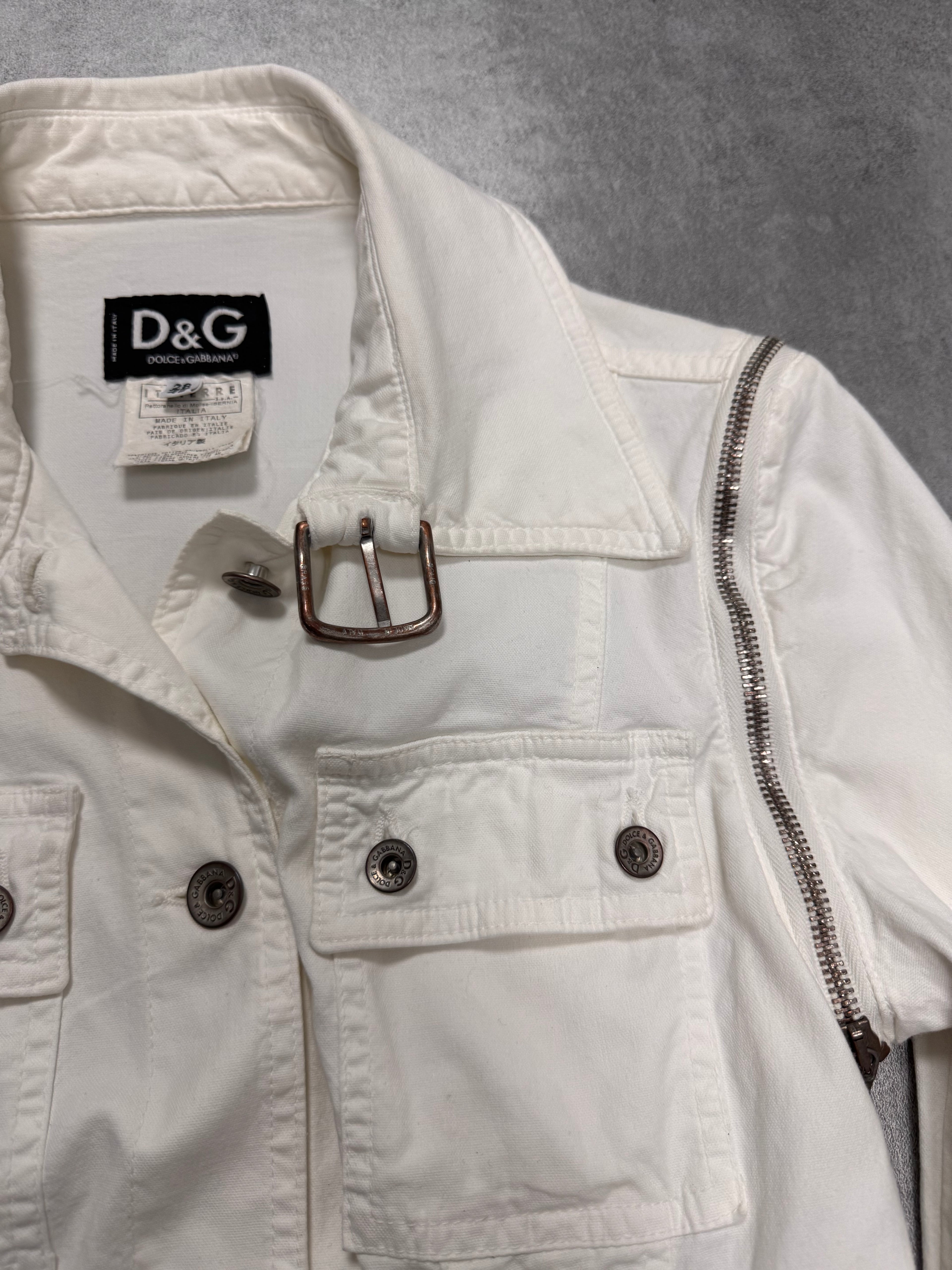 SS2004 Dolce & Gabbana Detachable Zip Cargo White Jacket