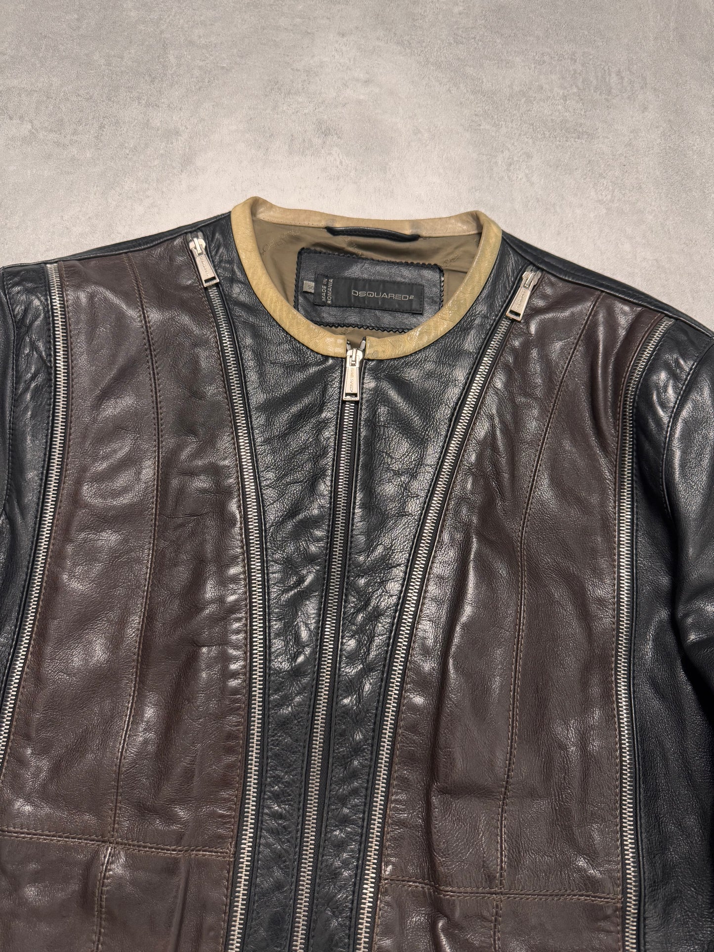 SS2014 Dsquared2 Moto Multi-Zip Calf Leather Jacket (XL)