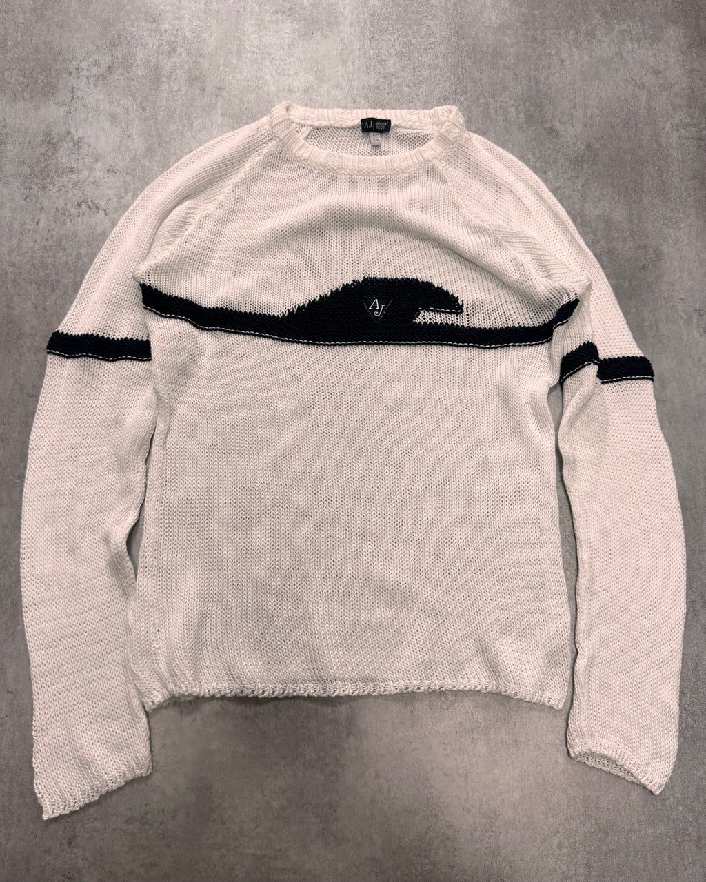 2000s Armani Wave White Sweater