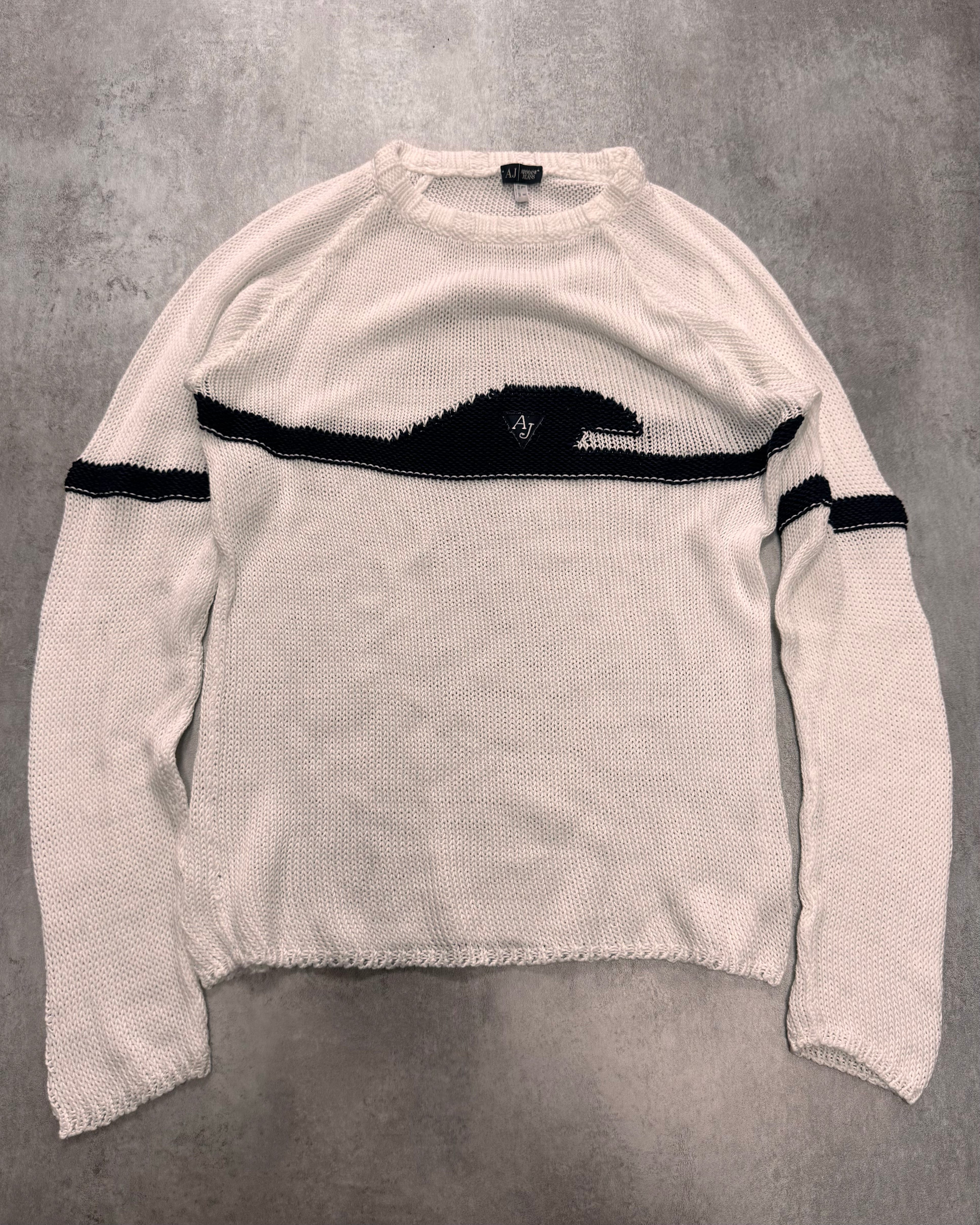 2000s Armani Wave White Sweater