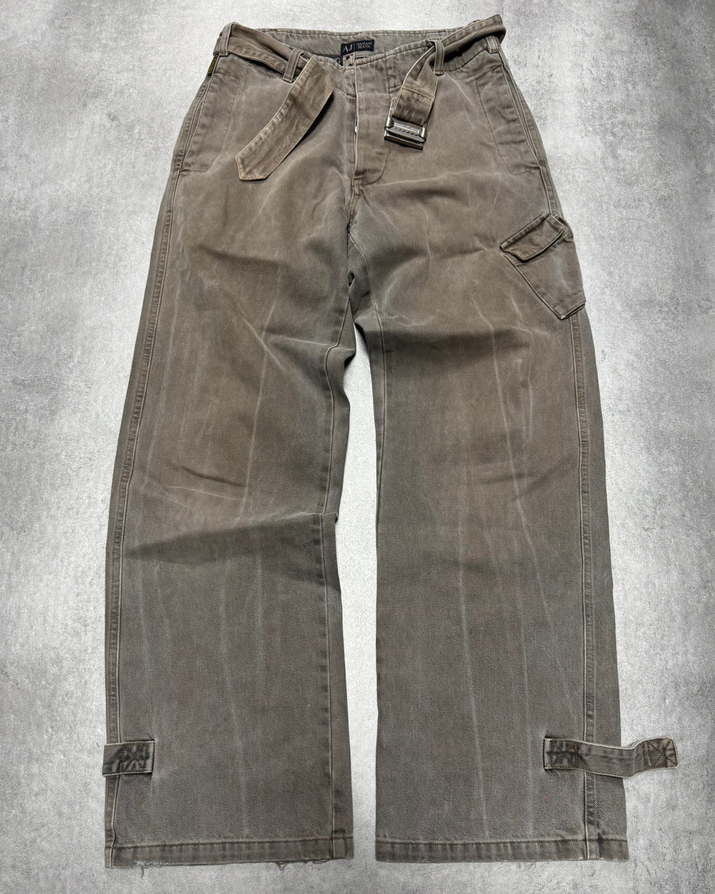 2000s Armani Grey Denim Cargo Jeans
