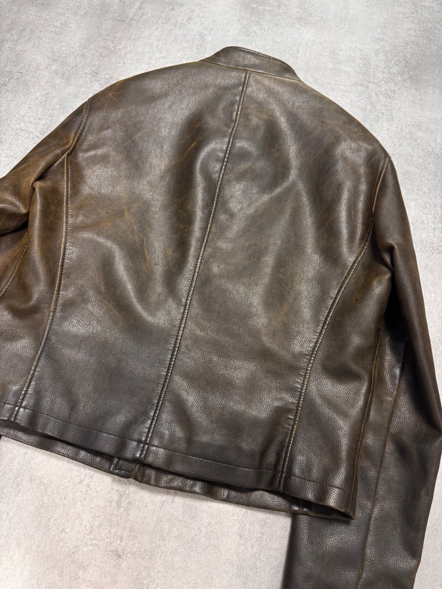 2000s Armani Biker Relief Leather Jacket (L)