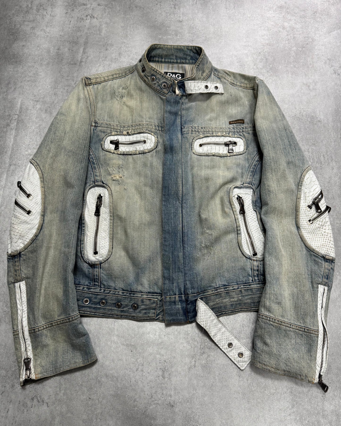 SS2005 Dolce & Gabbana Apocalyptic Biker Denim Jacket (M/L)