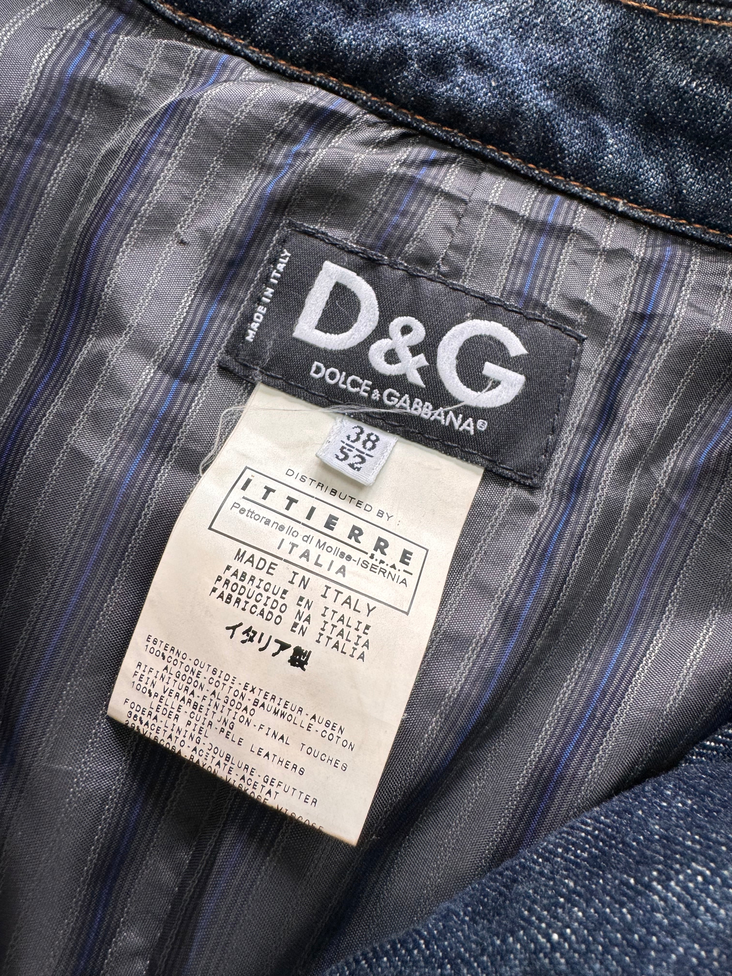 FW2005 Dolce & Gabbana Racer Hybrid Denim Leather Jacket