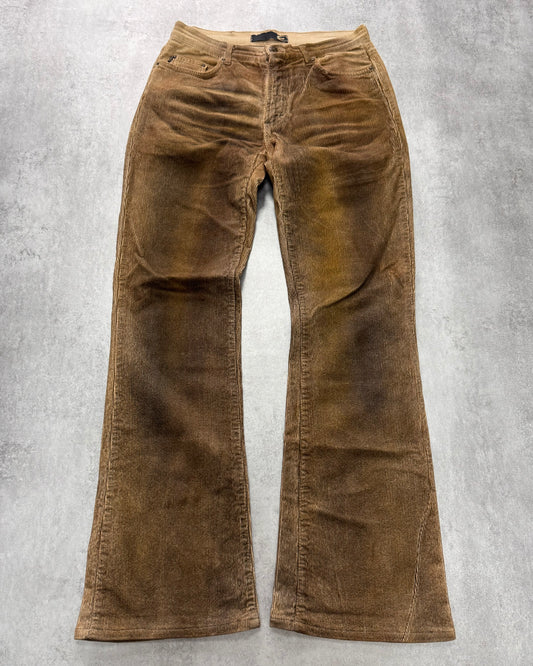 AW2003 Cavalli Waxed Velvet Beige Flaired Pants (S)