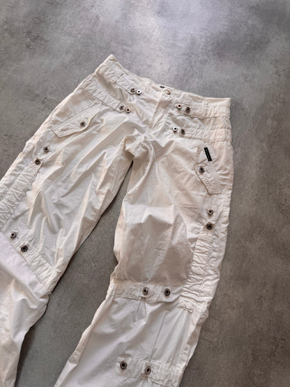 SS2004 Dolce & Gabbana Soft White Cargo Flared Pants (S)