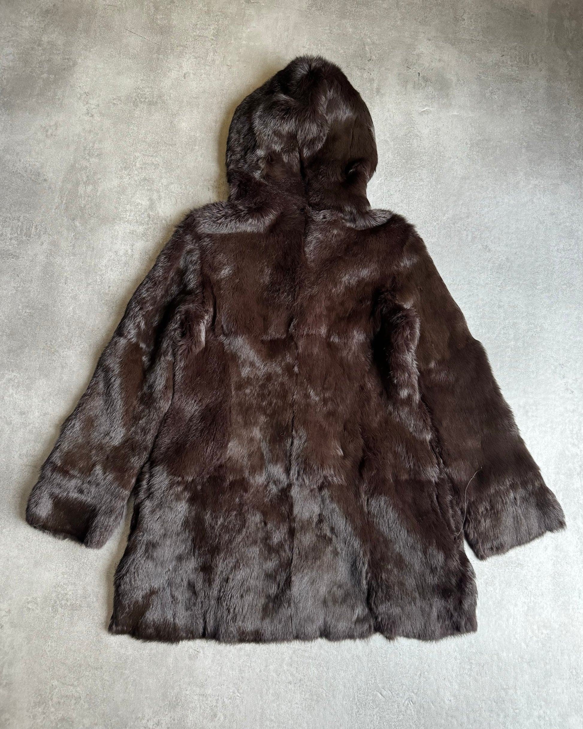 2000s Armani Reversible 2 in 1 Avant-Garde Brown Rustic Fur Jacket (S/M) - 3