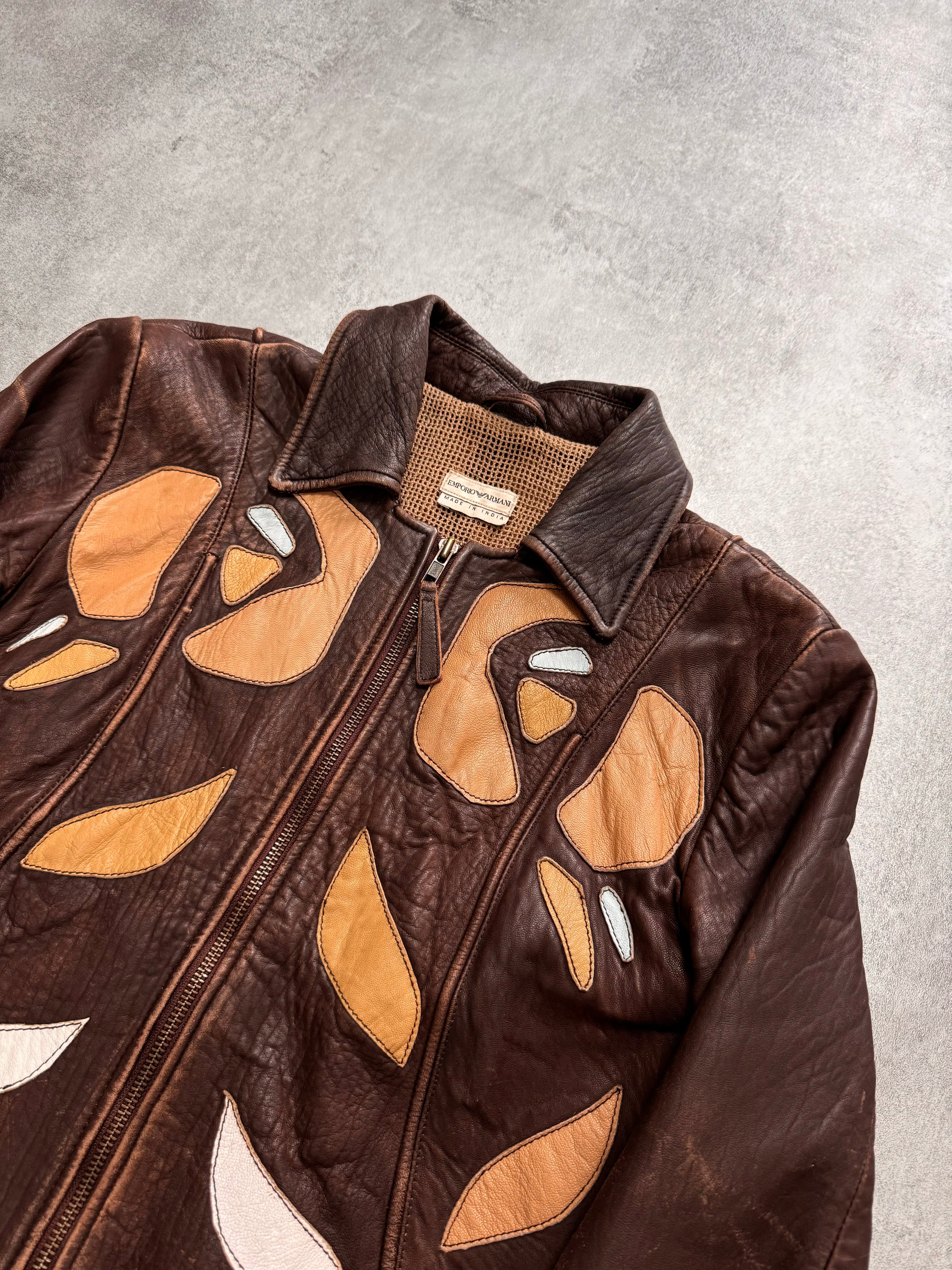 SS2003 Emporio Armani Patches Leather Jacket