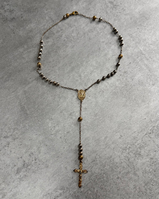 Dolce & Gabbana Rosary Sliver Golden Cross Necklace (OS)