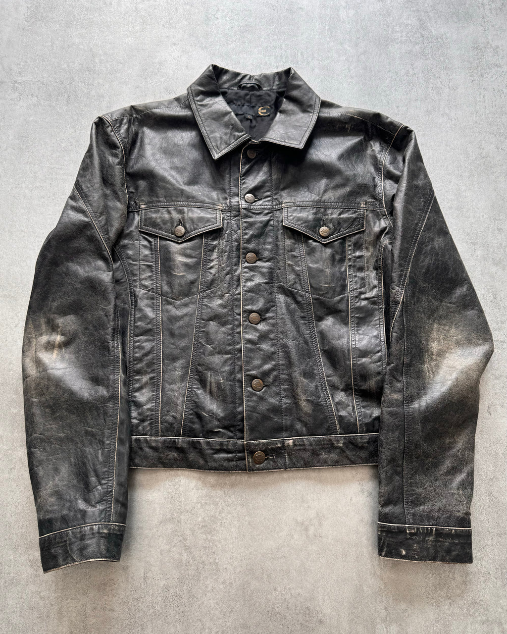 2000s Cavalli Brut Raw Leather Jacket