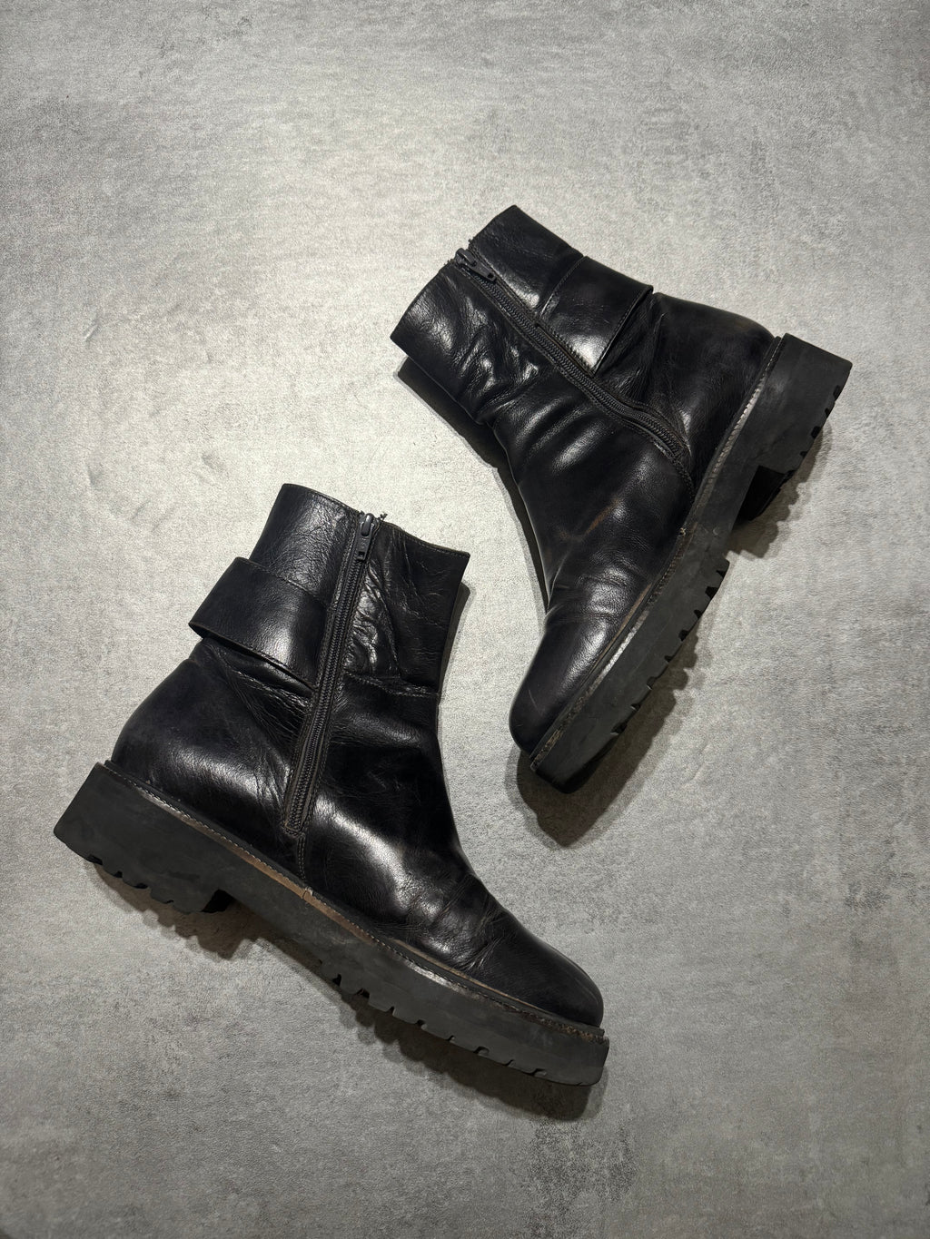 Maison Margiela Eroded Leather Strap Boots (41) - 8